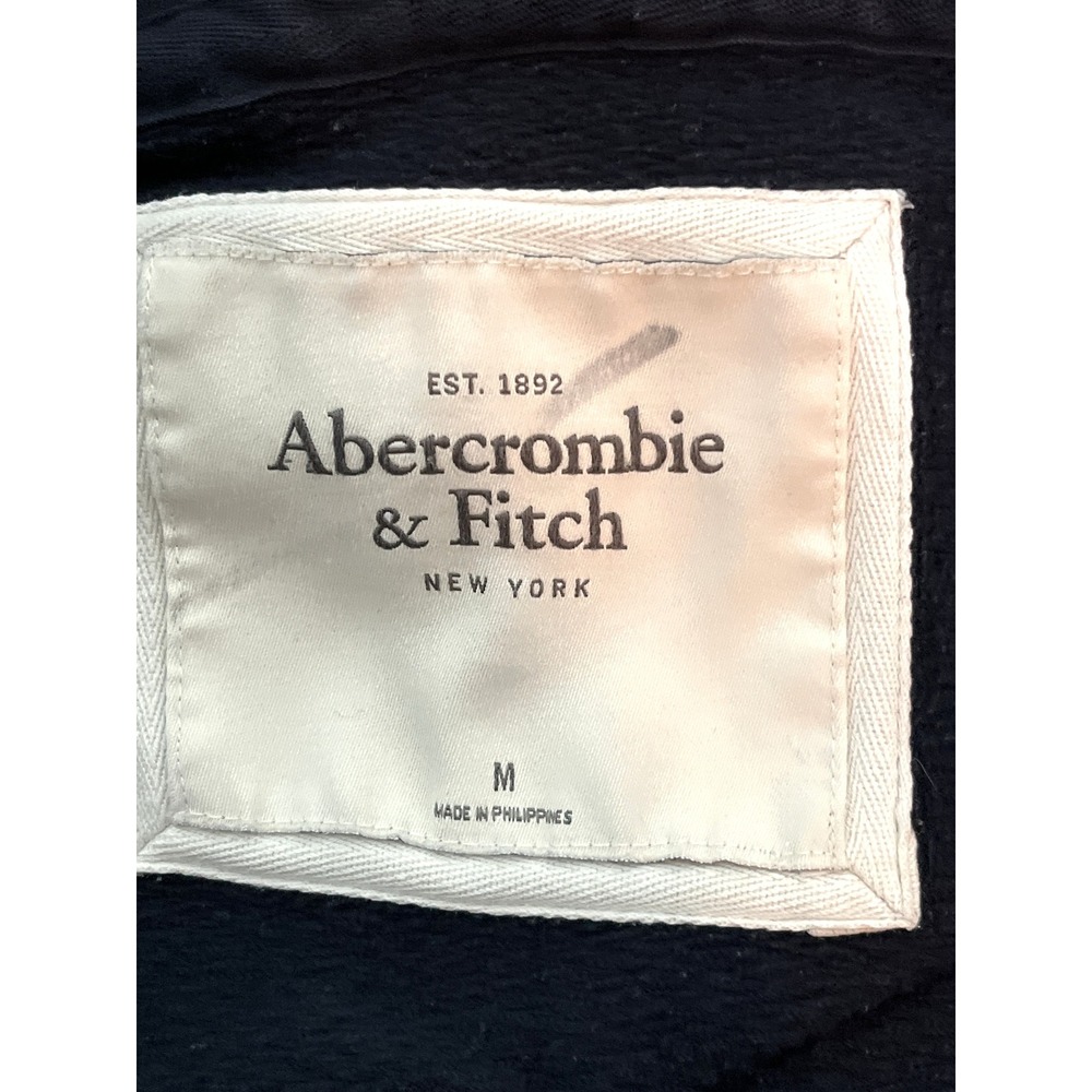 Abercrombie & Fitch Womens Navy Full Zip Hoodie M Cropped Fitted Y2K Preppy - Picture 8 of 9